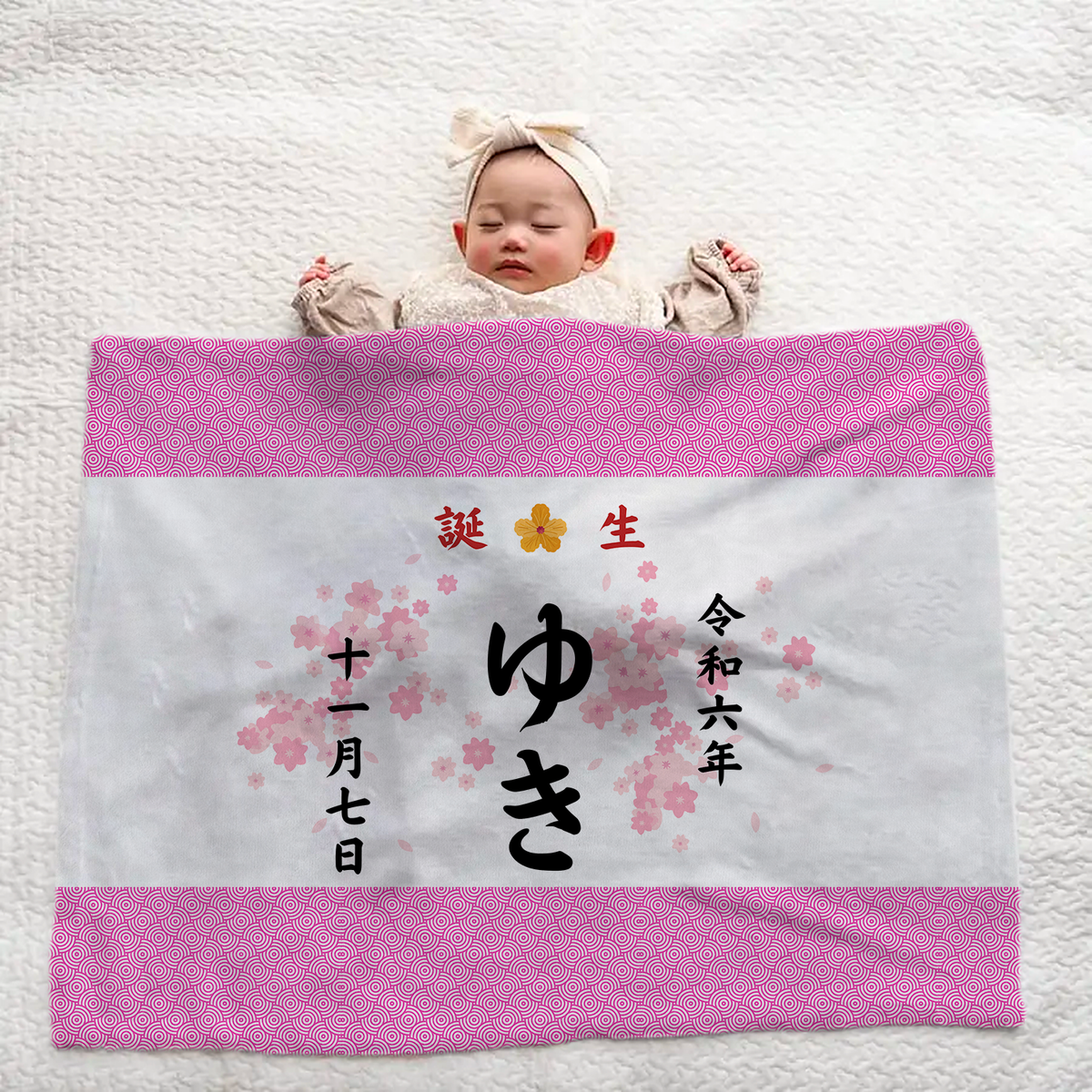 和柄ブランケット|名入れ|誕生日ギフト|出産祝い|オーダー|和柄デザイン
