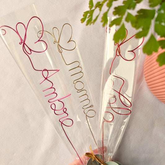 【オーダーメイド】名入れワイヤー蝶々・母の日・誕生日ギフト・敬老の日