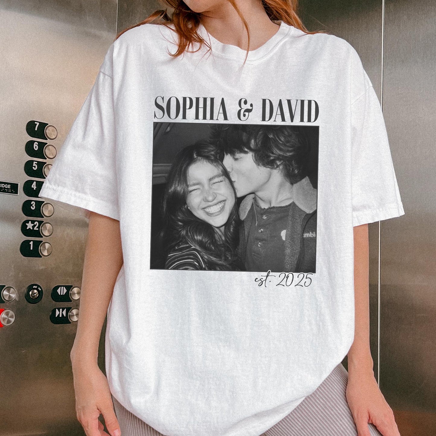 レトロカップルTシャツ｜ペット写真＆お名前カスタム 夫婦・カップル専用  記念日ギフト 誕生日プレゼント 男女兼用