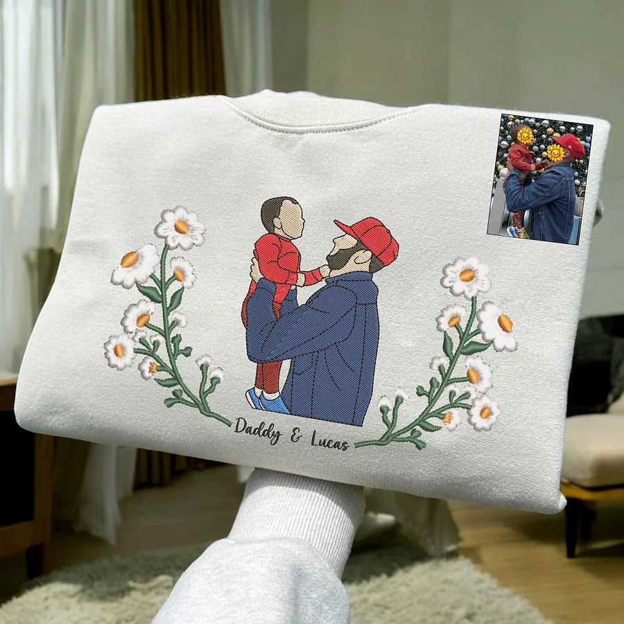 母の日 刺繍入り 写真入り トレーナー 名前入り パーカー花柄 デザイン02