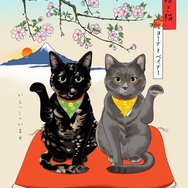 招き猫・招きワンチャン|あなたのペットを世界に１つだけのアート作品に♪|ペットイラスト|ペット似顔絵|インテリア