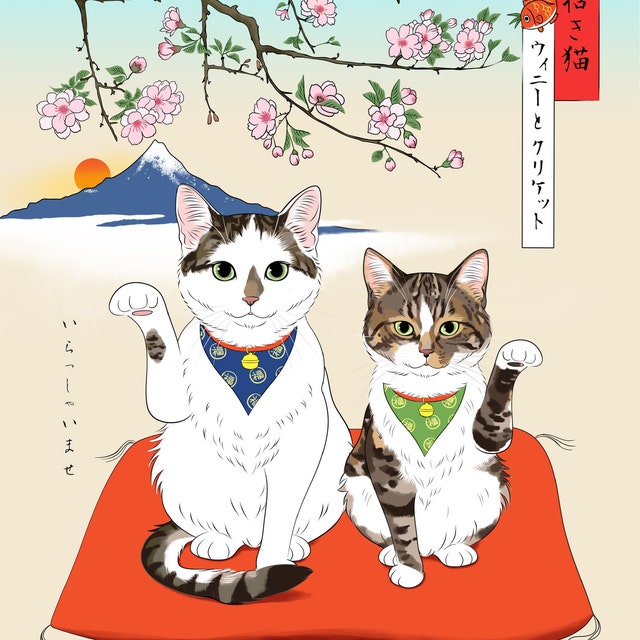 招き猫・招きワンチャン|あなたのペットを世界に１つだけのアート作品に♪|ペットイラスト|ペット似顔絵|インテリア