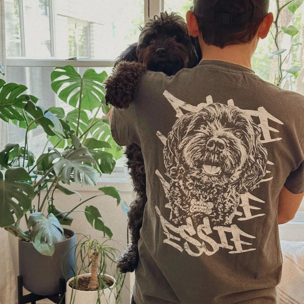 ペット似顔絵スウェット 愛犬・愛猫 Tシャツ レトロモノクロデザイン パーカー ペットロスにも 男女兼用 06