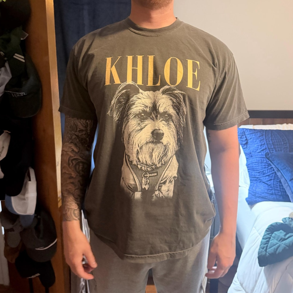 レトロモノクロ愛犬Tシャツ｜ペット写真＆お名前カスタム／ギフトにも