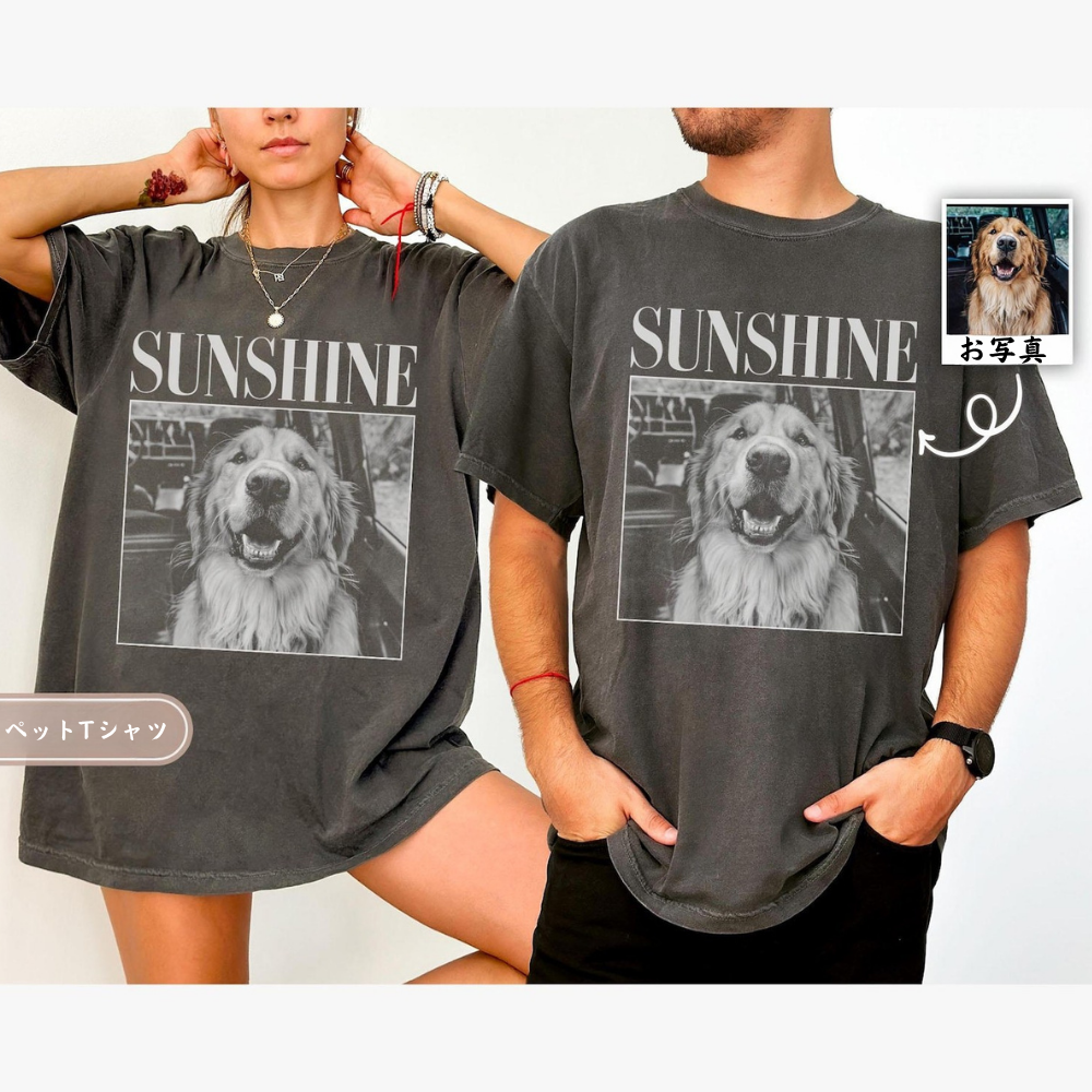 ペット似顔絵スウェット 愛犬・愛猫 Tシャツ レトロモノクロデザイン パーカー ペットロスにも 男女兼用 04