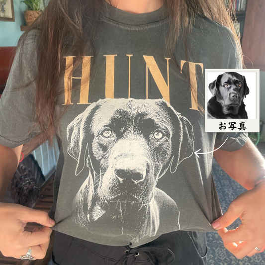 レトロモノクロ愛犬Tシャツ｜ペット写真＆お名前カスタム／ギフトにも