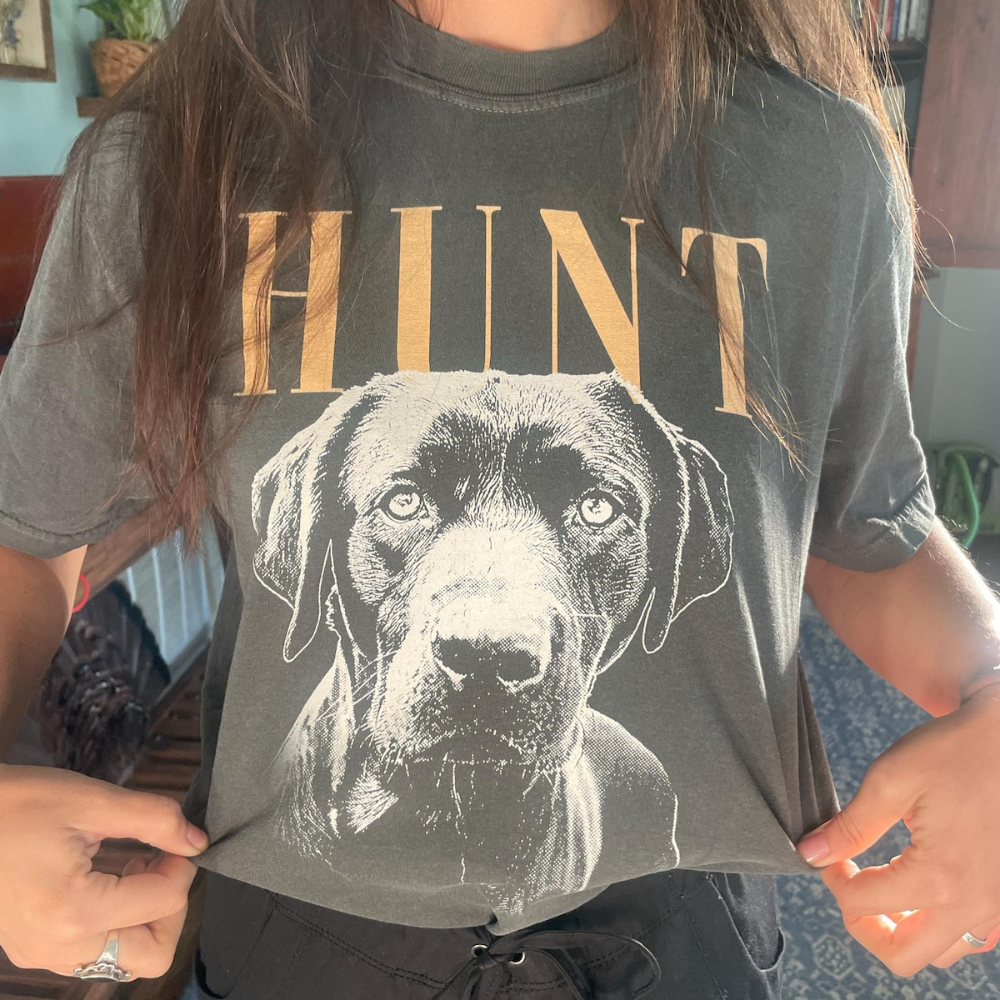 レトロモノクロ愛犬Tシャツ｜ペット写真＆お名前カスタム／ギフトにも