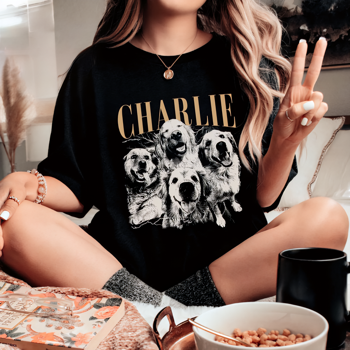 ペット似顔絵スウェット 愛犬・愛猫 Tシャツ レトロモノクロデザイン パーカー ペットロスにも 男女兼用 03