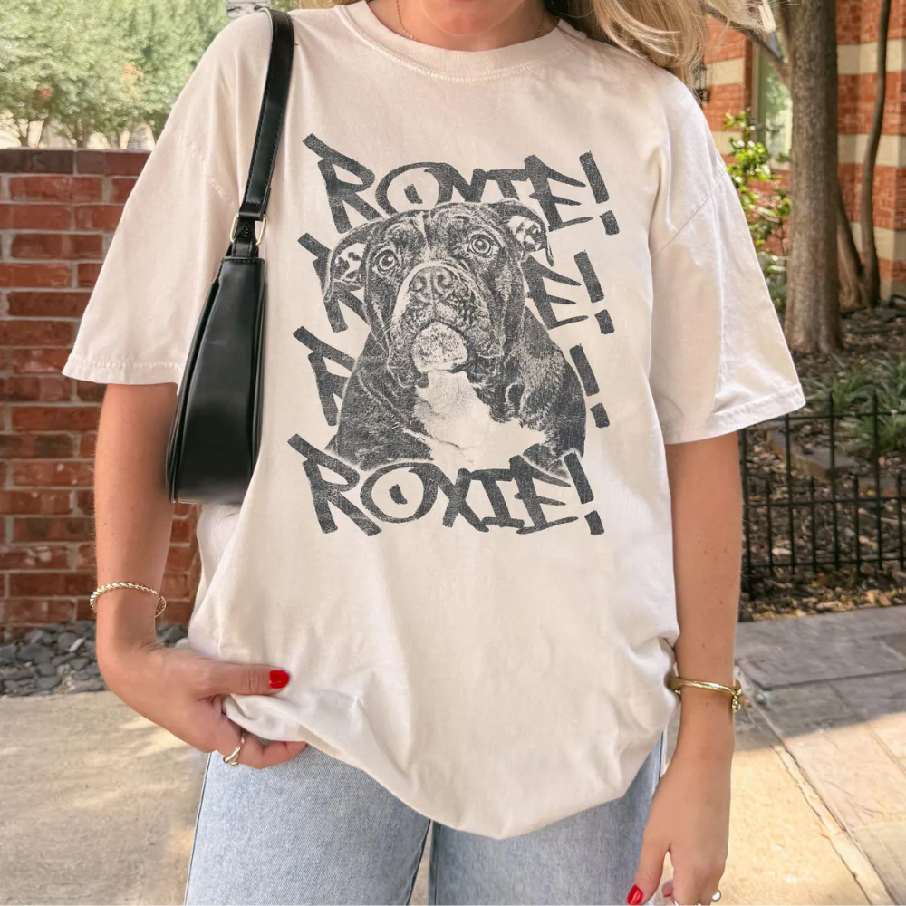 ペット似顔絵スウェット 愛犬・愛猫 Tシャツ レトロモノクロデザイン パーカー ペットロスにも 男女兼用 06
