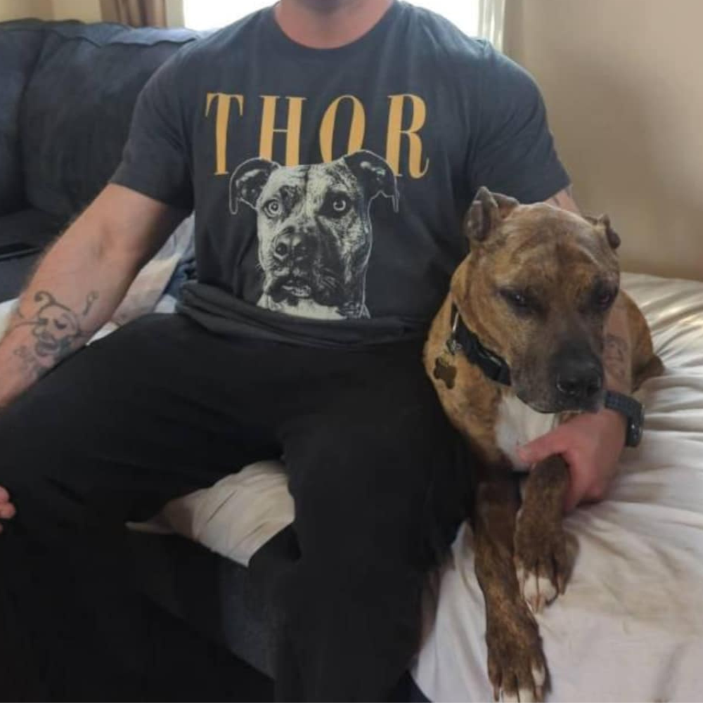 レトロモノクロ愛犬Tシャツ｜ペット写真＆お名前カスタム／ギフトにも