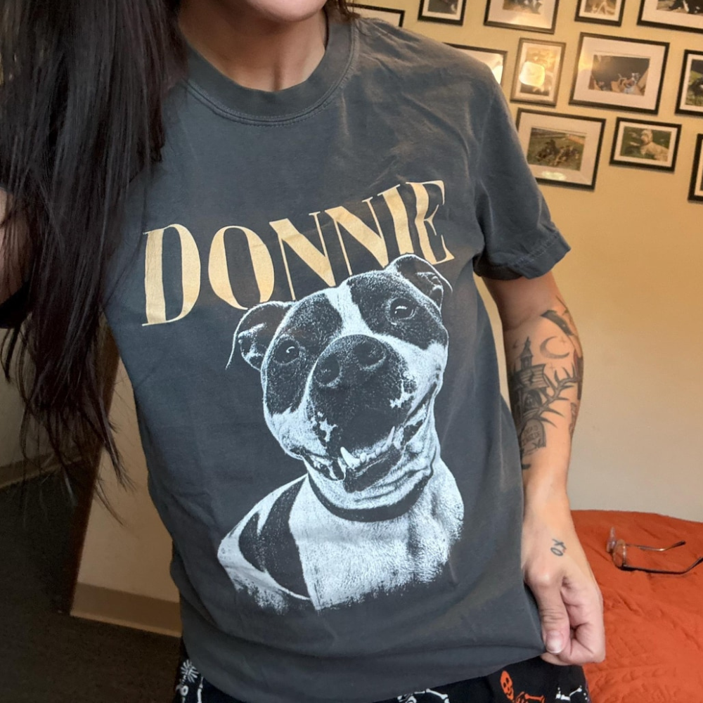 レトロモノクロ愛犬Tシャツ｜ペット写真＆お名前カスタム／ギフトにも
