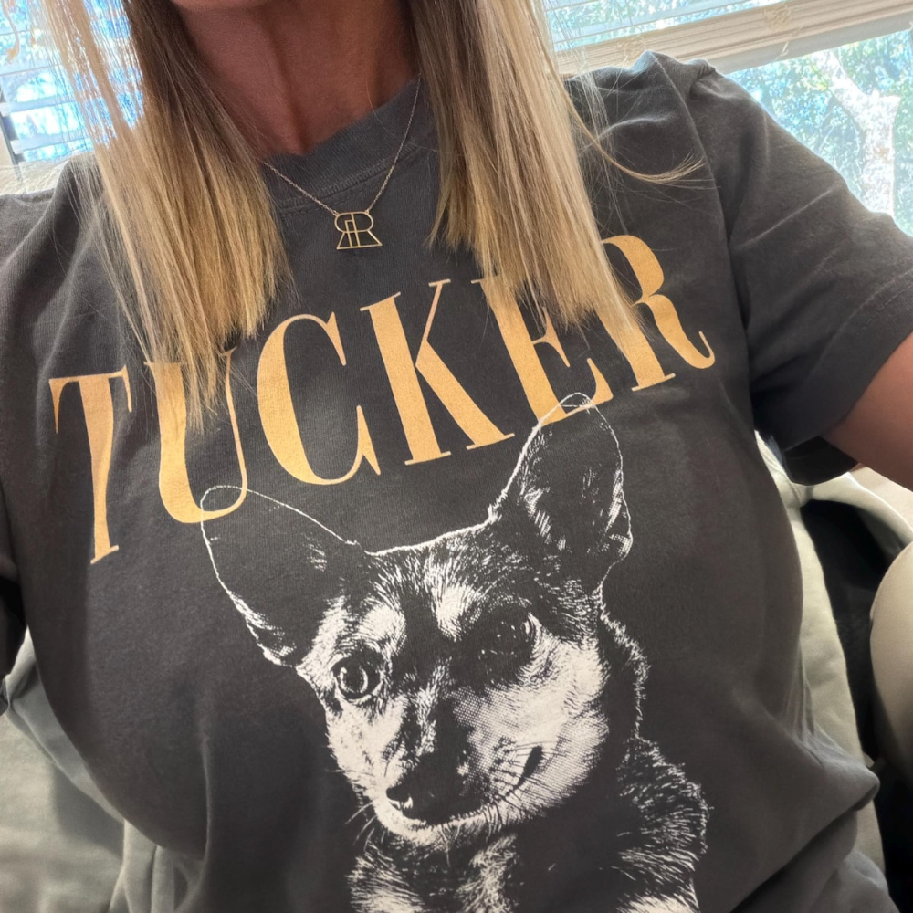 レトロモノクロ愛犬Tシャツ｜ペット写真＆お名前カスタム／ギフトにも