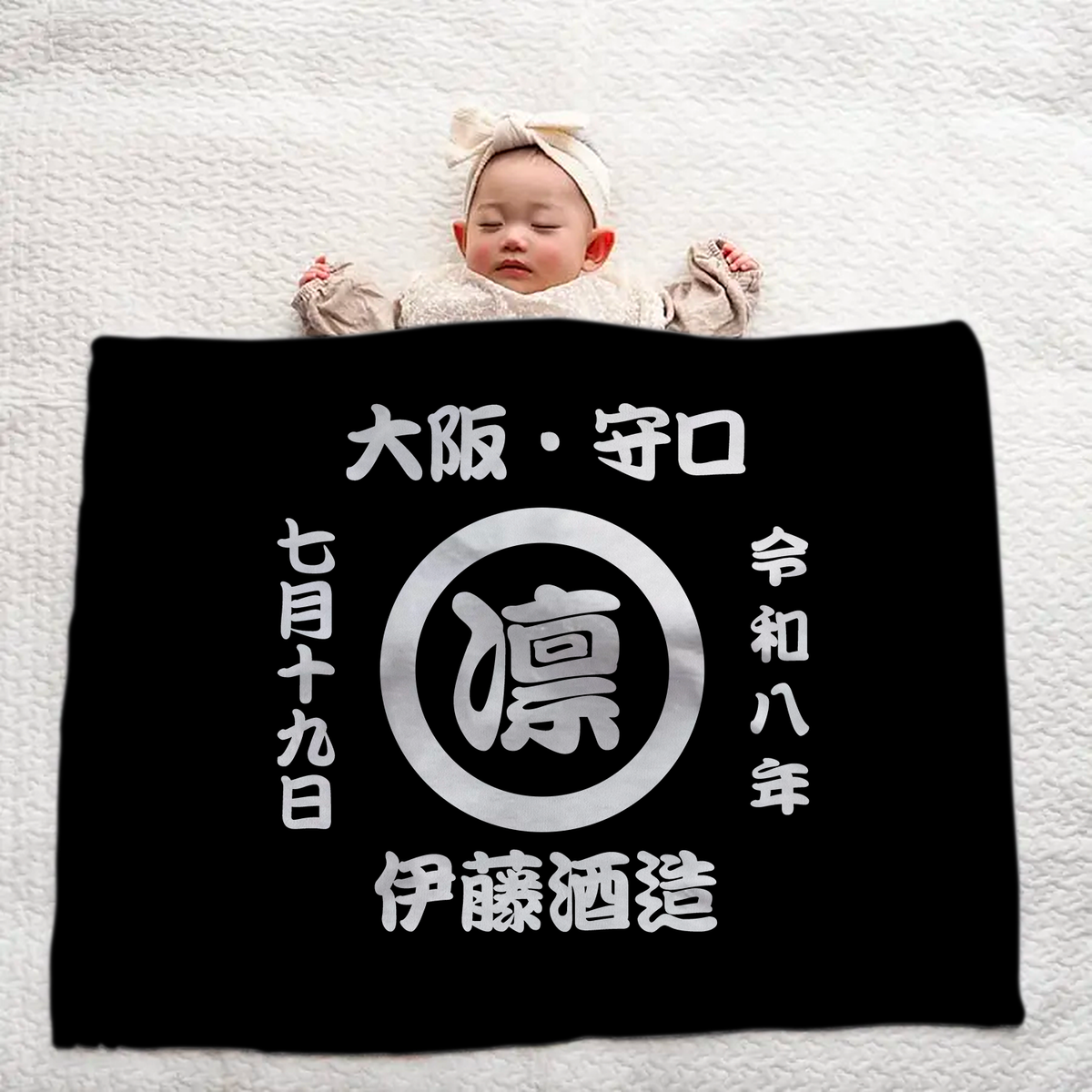 名前入り 毛布|商店風 創業年| 出産祝い 名入れブランケット【お祭り】