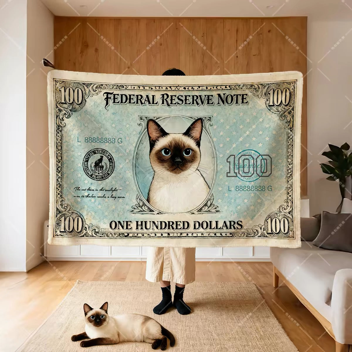 Dollar似顔絵 愛犬ブランケット｜ペット写真カスタム毛布