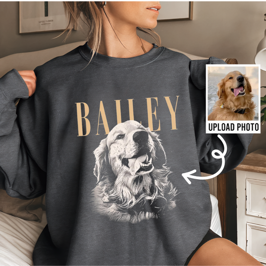 ペット似顔絵スウェット 愛犬・愛猫 Tシャツ レトロモノクロデザイン パーカー ペットロスにも 男女兼用