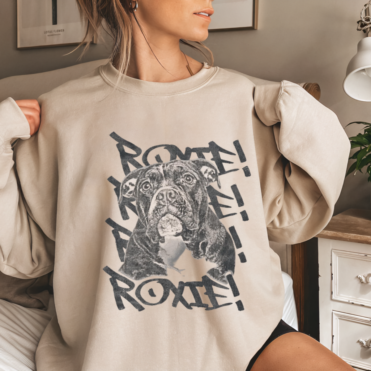 ペット似顔絵スウェット 愛犬・愛猫 Tシャツ レトロモノクロデザイン パーカー ペットロスにも 男女兼用 06