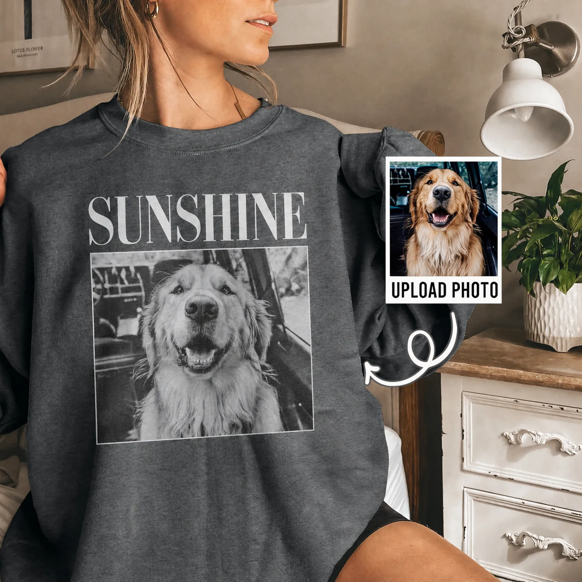ペット似顔絵スウェット 愛犬・愛猫 Tシャツ レトロモノクロデザイン パーカー ペットロスにも 男女兼用 04