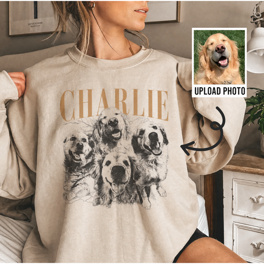ペット似顔絵スウェット 愛犬・愛猫 Tシャツ レトロモノクロデザイン パーカー ペットロスにも 男女兼用 03
