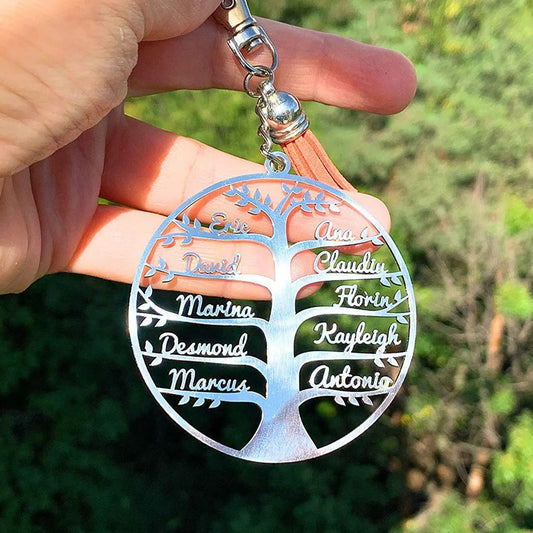 家族 名入れ キーホルダー  家族 お揃い 木 家系図 ファミリー キーチェーン 誕生日ギフト